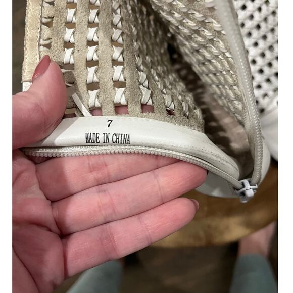Jeffrey Campbell Leather White Waven Woven Wicker Booties Boots Shoes 7.5  $245 - Picture 15 of 16